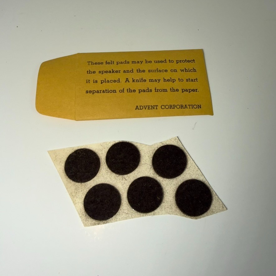 Vintage Advent Felt Pads for Speaker Original in Envelope