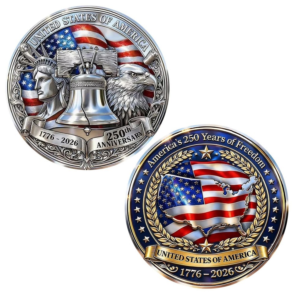 New 250 Years of Freedom U.S. 250th Anniversary Metal Silver  Coin CC180