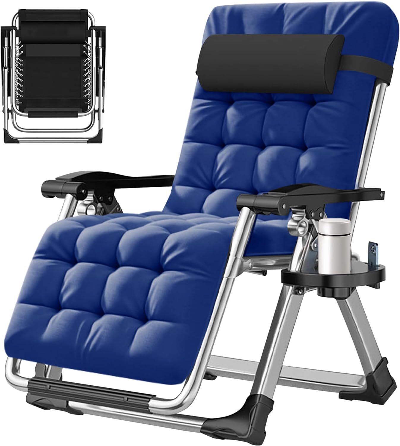 NAIZEA Outdoor Padded Lawn Recliner Zero Gravity Chair Folding Chaise Chairs&Mat