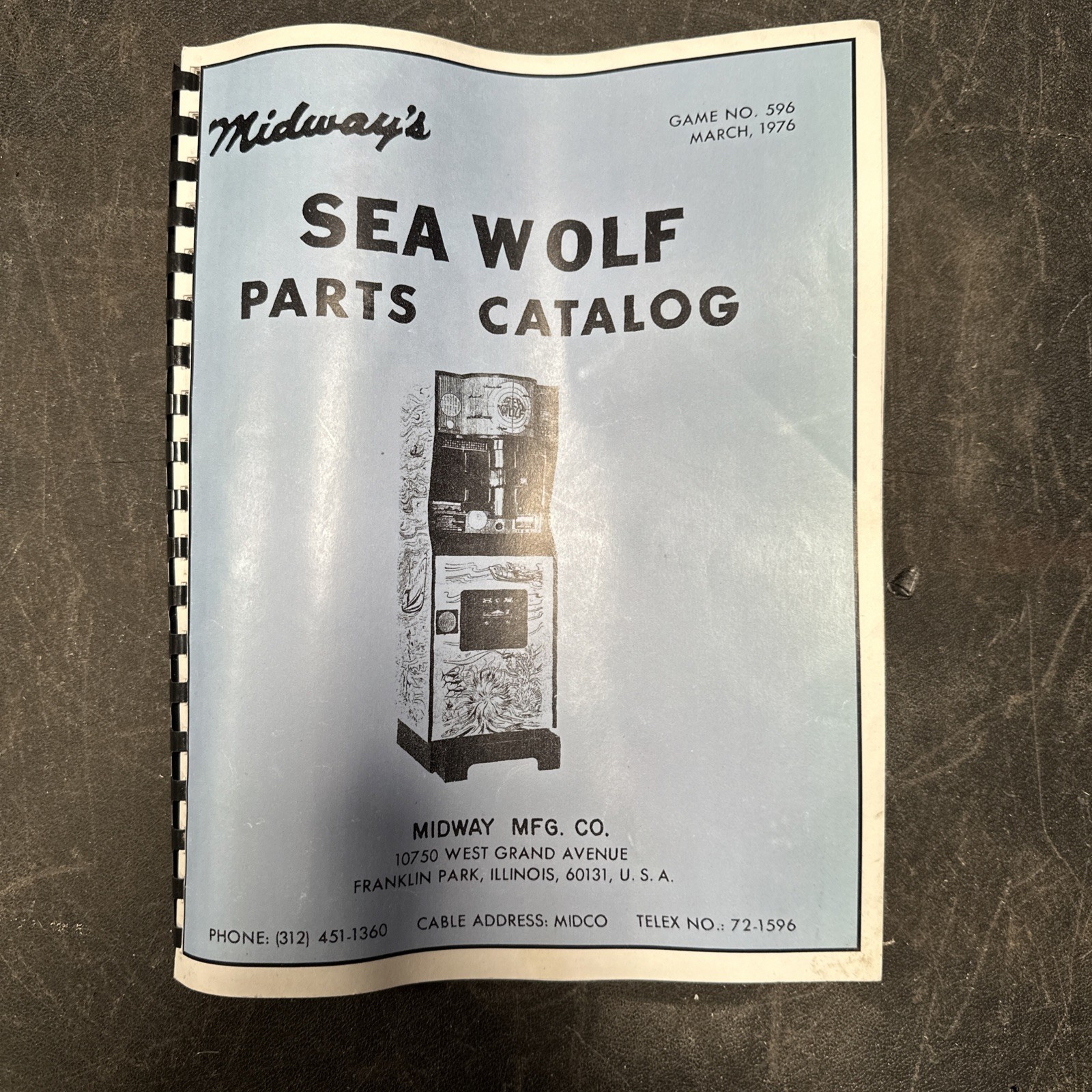 Midway Sea Wolf Arcade Video Game User Manual Parts Catalog