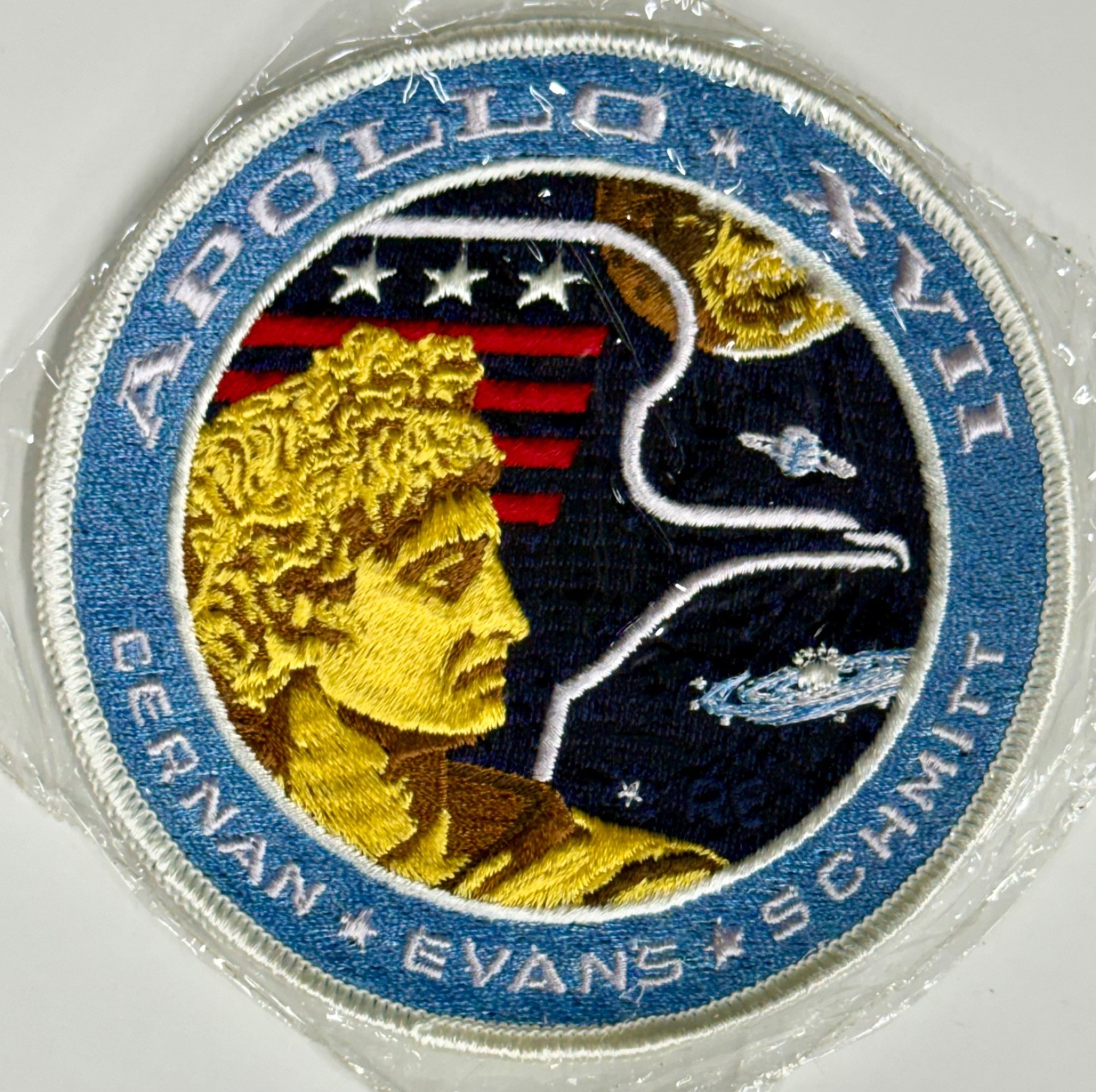 Apollo 17 RE Crew Initial Patch ABEmblem Factory Sealed Original Cellophane Rare