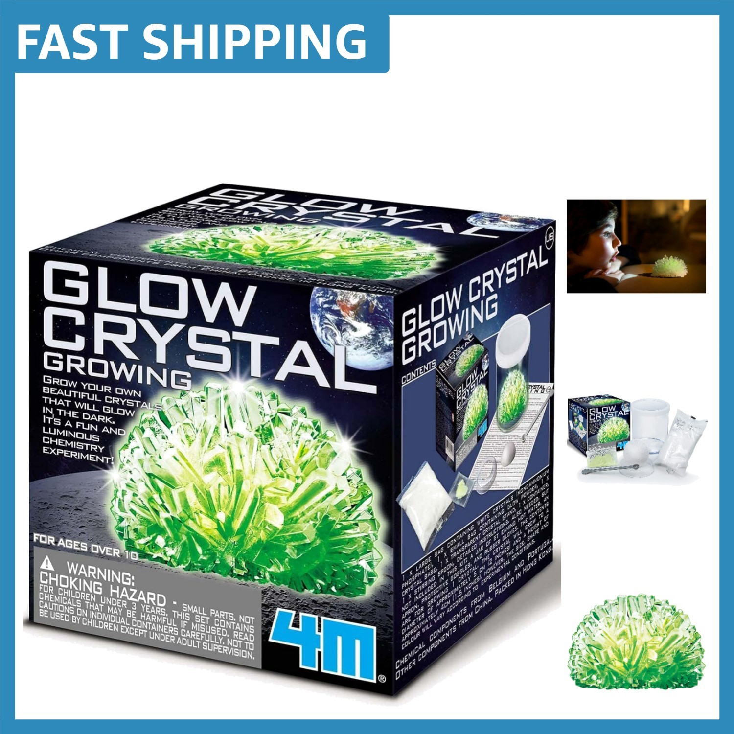 Educational Glow Crystal Growing Kit - Hands-On Chemistry Fun for Teens and Kids
