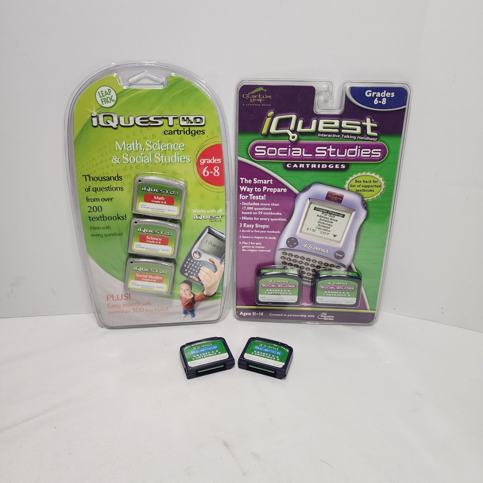 LOT OF 7x iQUEST Educational Cartridges - Math, Science, Social Studies