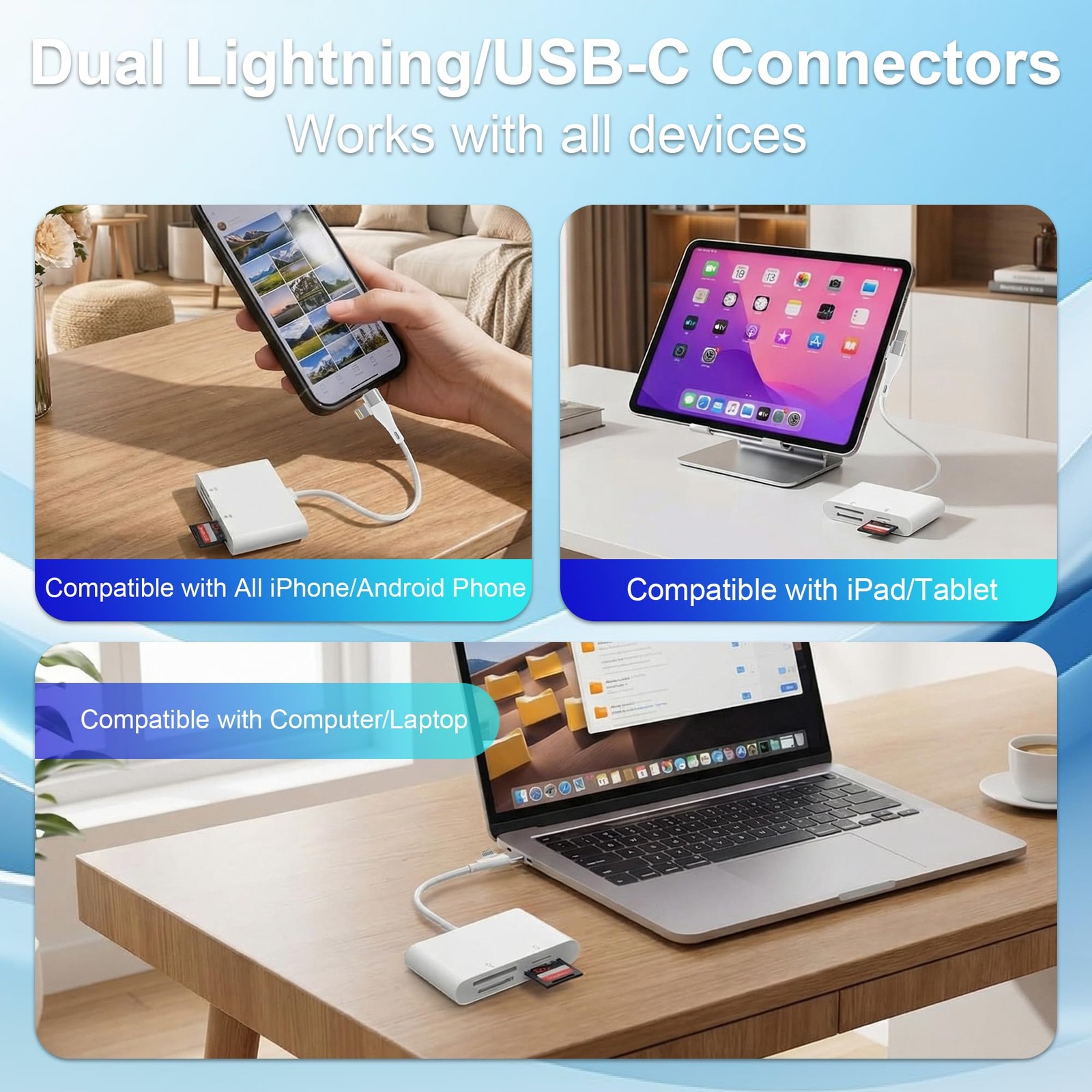 Memory Stick Pro Duo Adapter for Lightning/USB-C - 4-in-1 Multi Memory Card R...