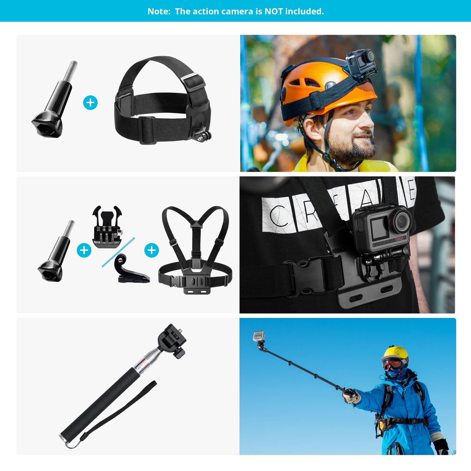 AKASO 60 in 1 Action Camera Accessories Kit Compatible with Black