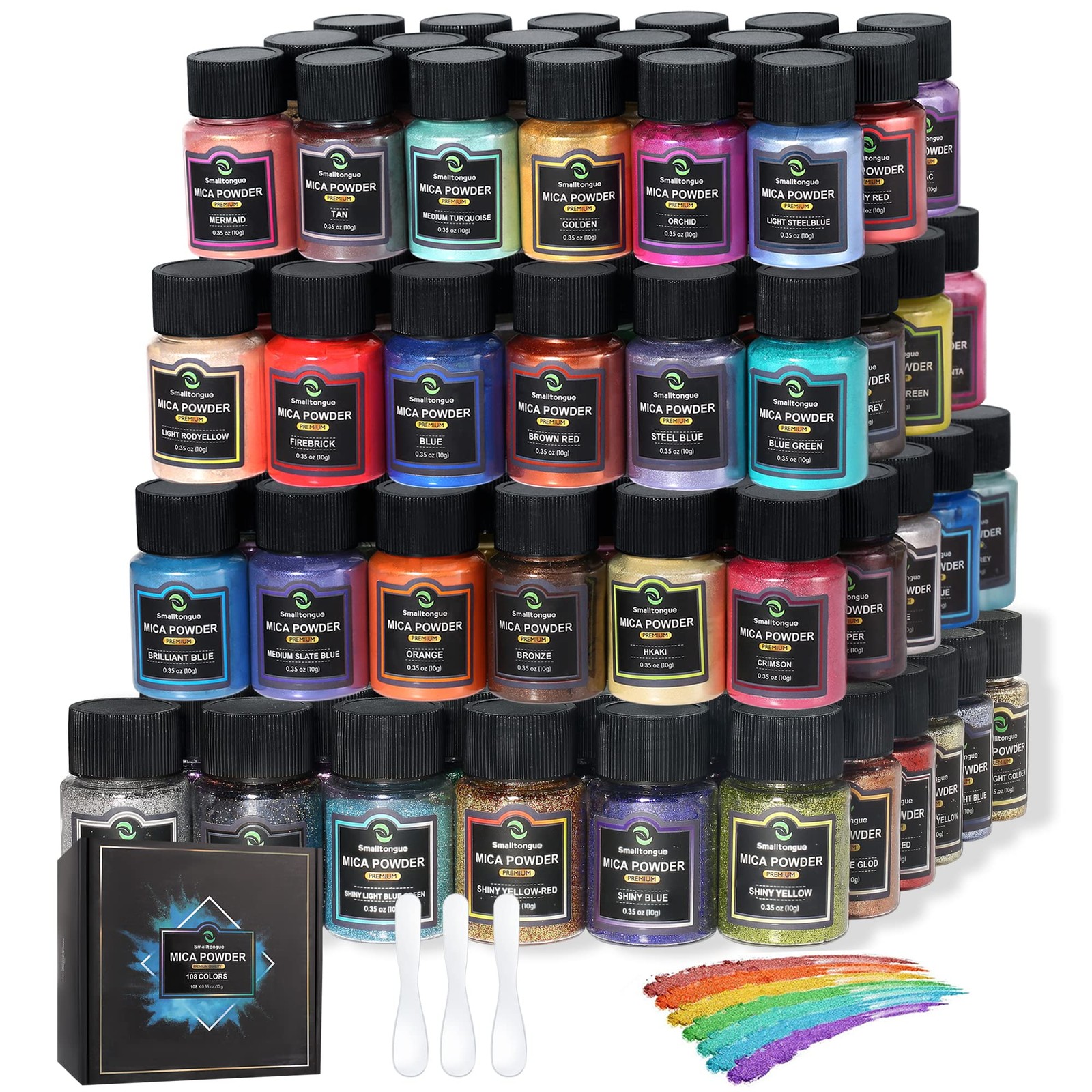 Smalltongue Mica Powder for Epoxy Resin, 108 Colors, 108 108 Colors