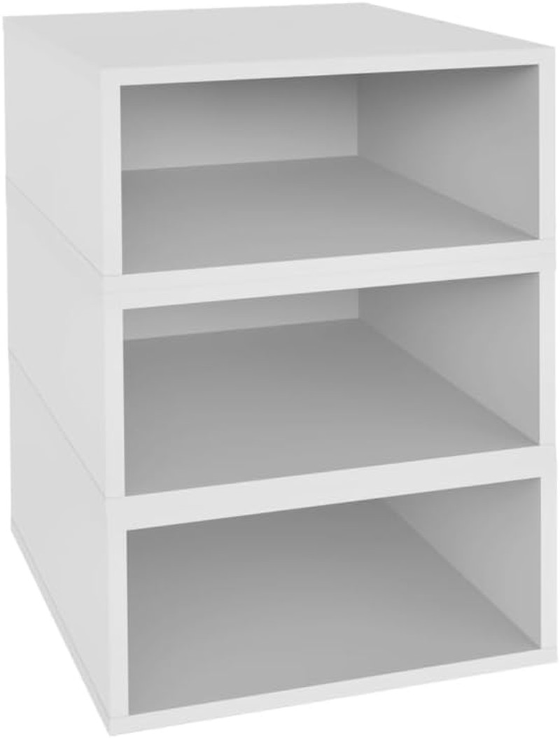 Snow White Stackable Wood Cube Bookcase - Set of 3 Storage Organizers