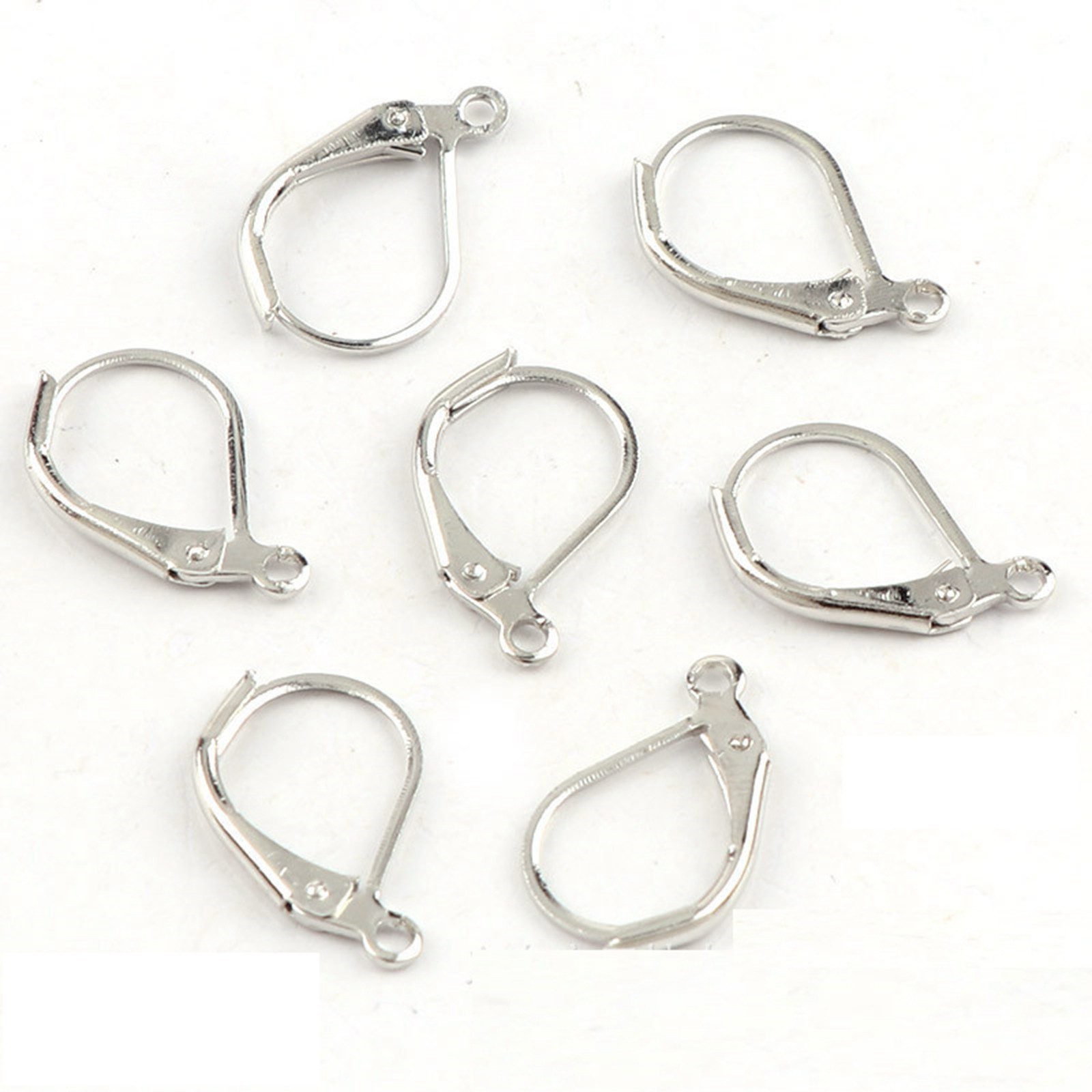 100 Silver Plated French Lever Back Earwire Ear Wire Earring Hook with Hoop