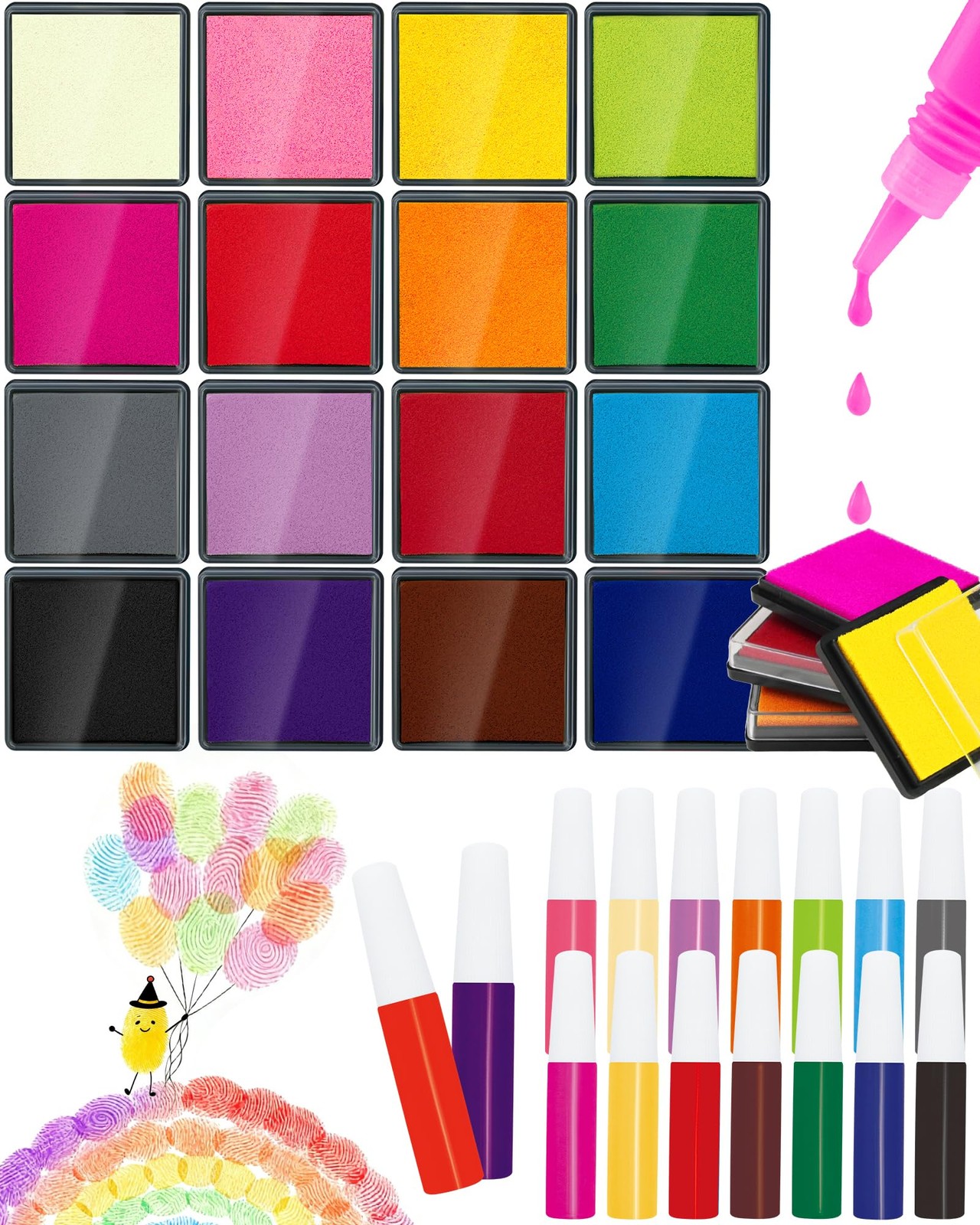 16 Colors Ink Pad Set 1.58 Inch Professional Craft Stamp For DIY Scrapbook