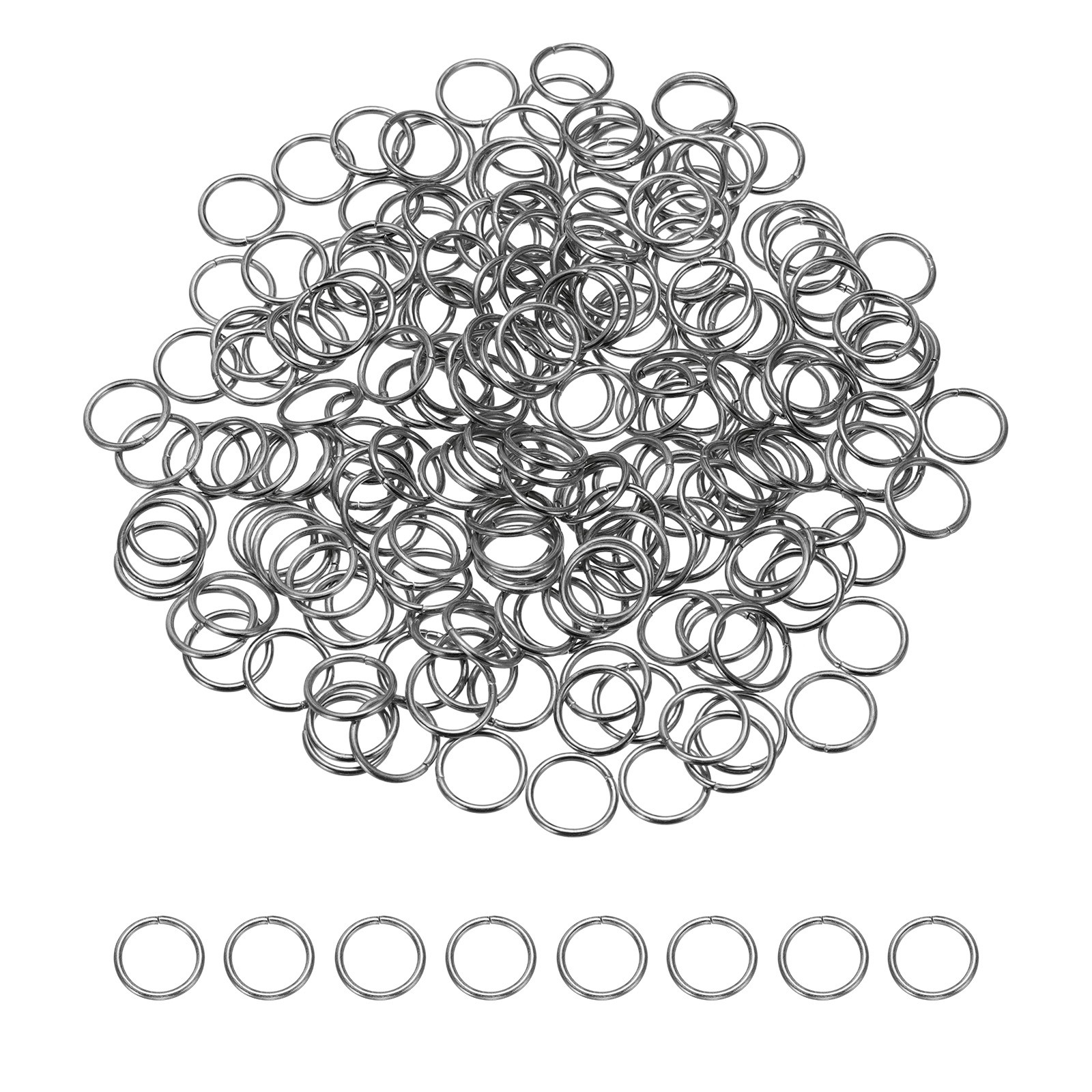 200 Pcs Open Jump Rings, 10mm Split Metal Ring 1mm Thick Connect, Gun Black