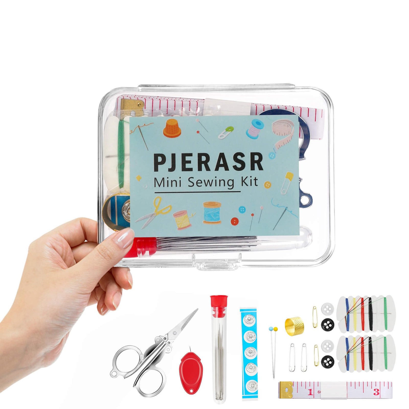 Min Sewing Kit, Travel Kit with Multi-Color Threads, Scissors, various