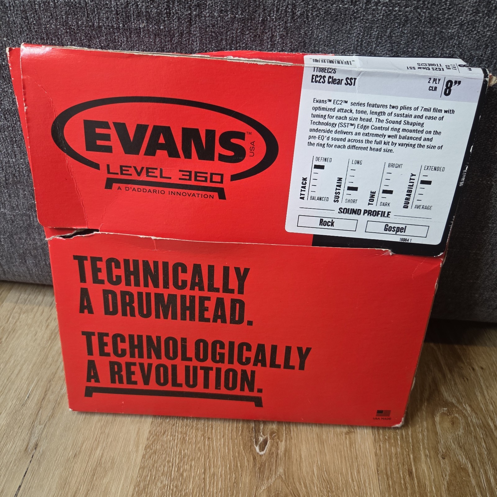 Evans EC2 Series TT08EC2S Resonant Two Ply 8" Clear Drumhead Drum Head