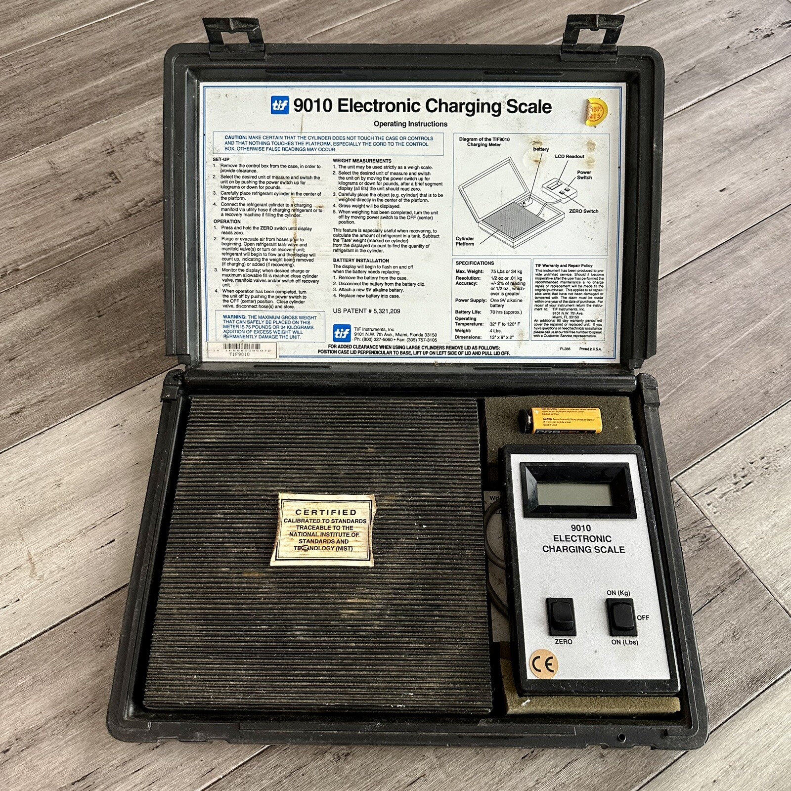 TIF Instruments 9010 Electronic Refrigerant Charging Scale in Case, Works