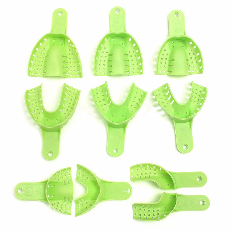 10 Pcs Dental Disposable Plastic Impression Trays Autoclavable Perforated Holder
