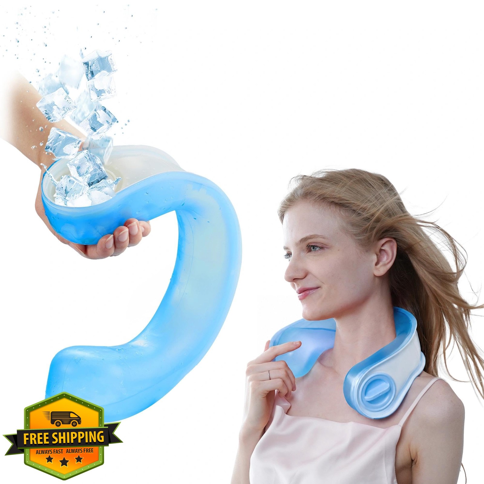DICEVER Neck Cooler for Hot Weather, Reusable Wearable Ice Water Neck Wrap wi...
