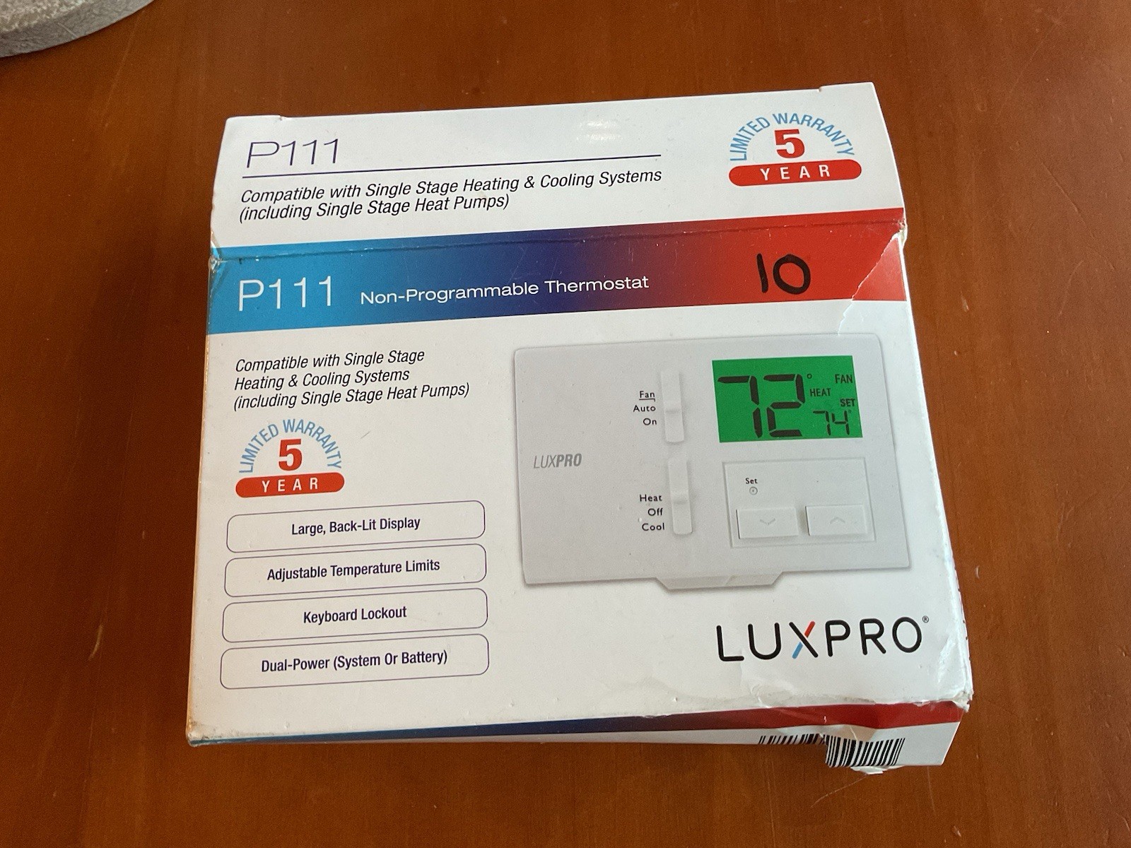 Lux Pro P111 Heating and Cooling Non-Programmable Thermostat Luxpro