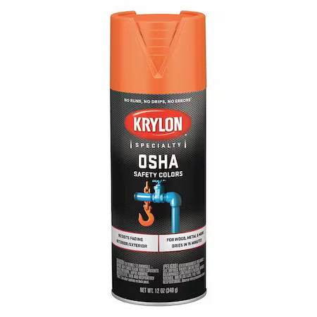 Krylon K02410777 Spray Paint, Safety Orange, Gloss, Solvent, 12 Oz