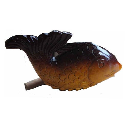 Vietnamese Painted Wooden Fish Rasp Guiro Block Unusual Percussion Fair Trade