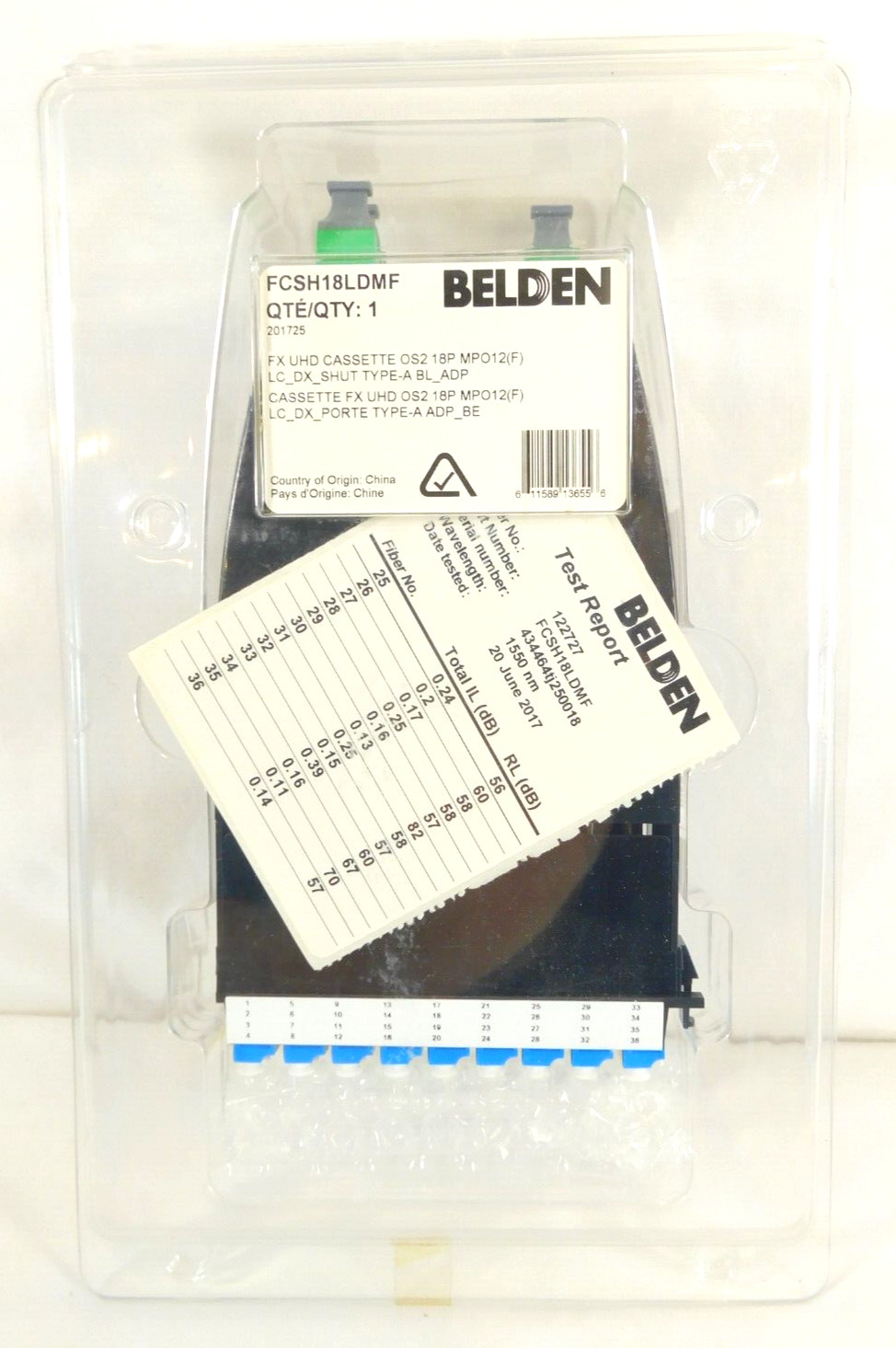 FX UHD Cassette OS2 18P MPO 12 (F) Belden FCSH18LDMF, Polarity = Type-A