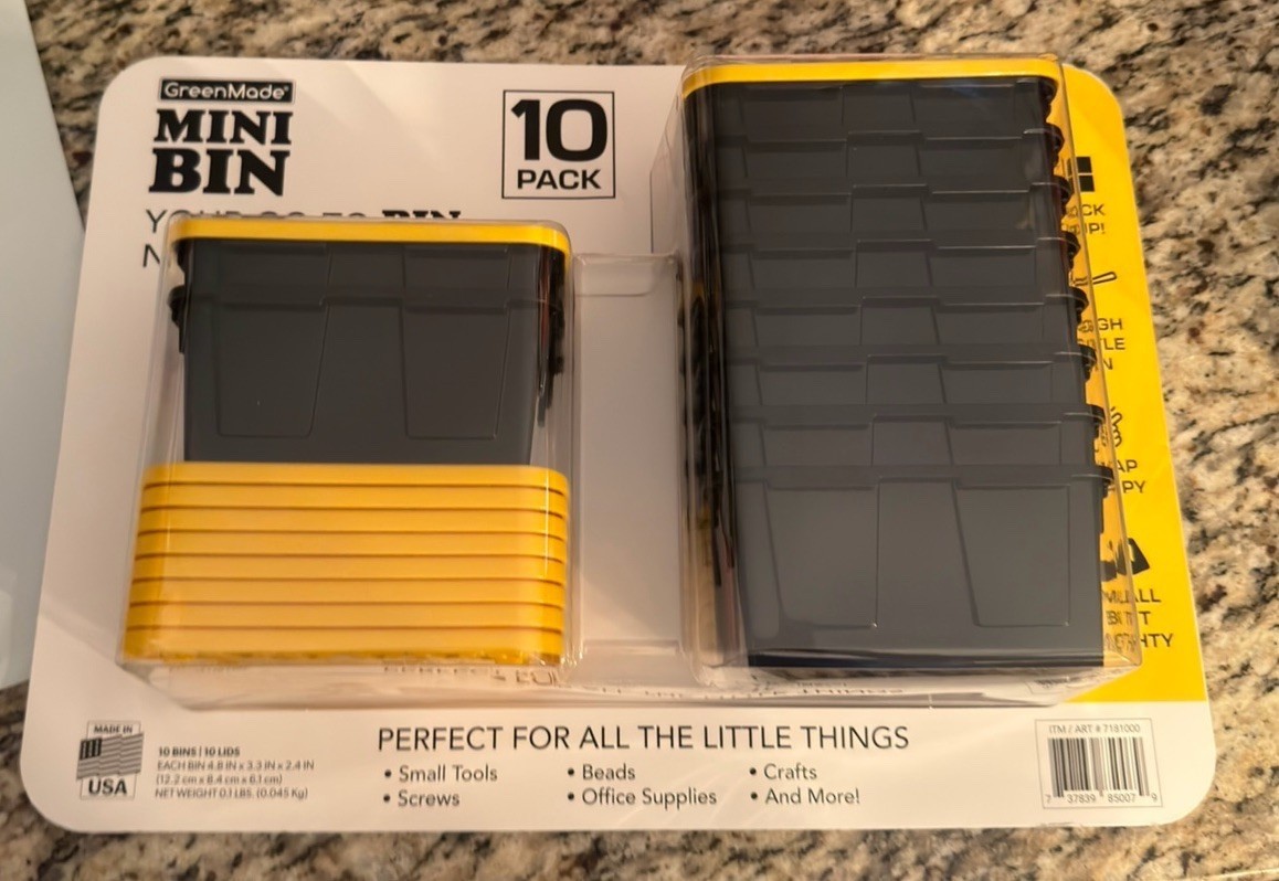 NEW 🔥10 Pack Greenmade Mini Bins with Lids Stackable Storage Bins Organizing