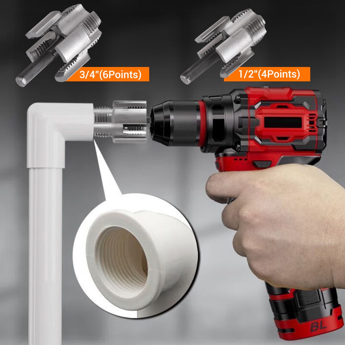 2Pack Integrated Internal & External Pipe Threading-Tool, PVC Pipe Threader Kit