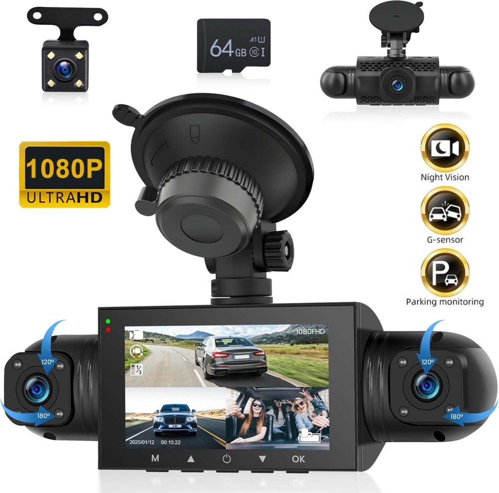 64G TF Recorder HD Dash Cam 4 Channel 360° Car Camera DVR Vehicle Video G-Sensor