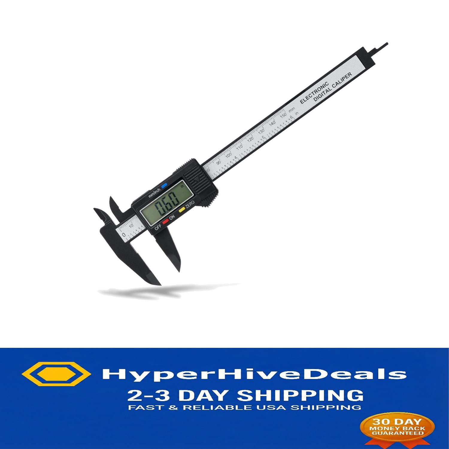 Lightweight Black Digital Caliper 0-6” with Precision Accuracy & Easy Read LCD
