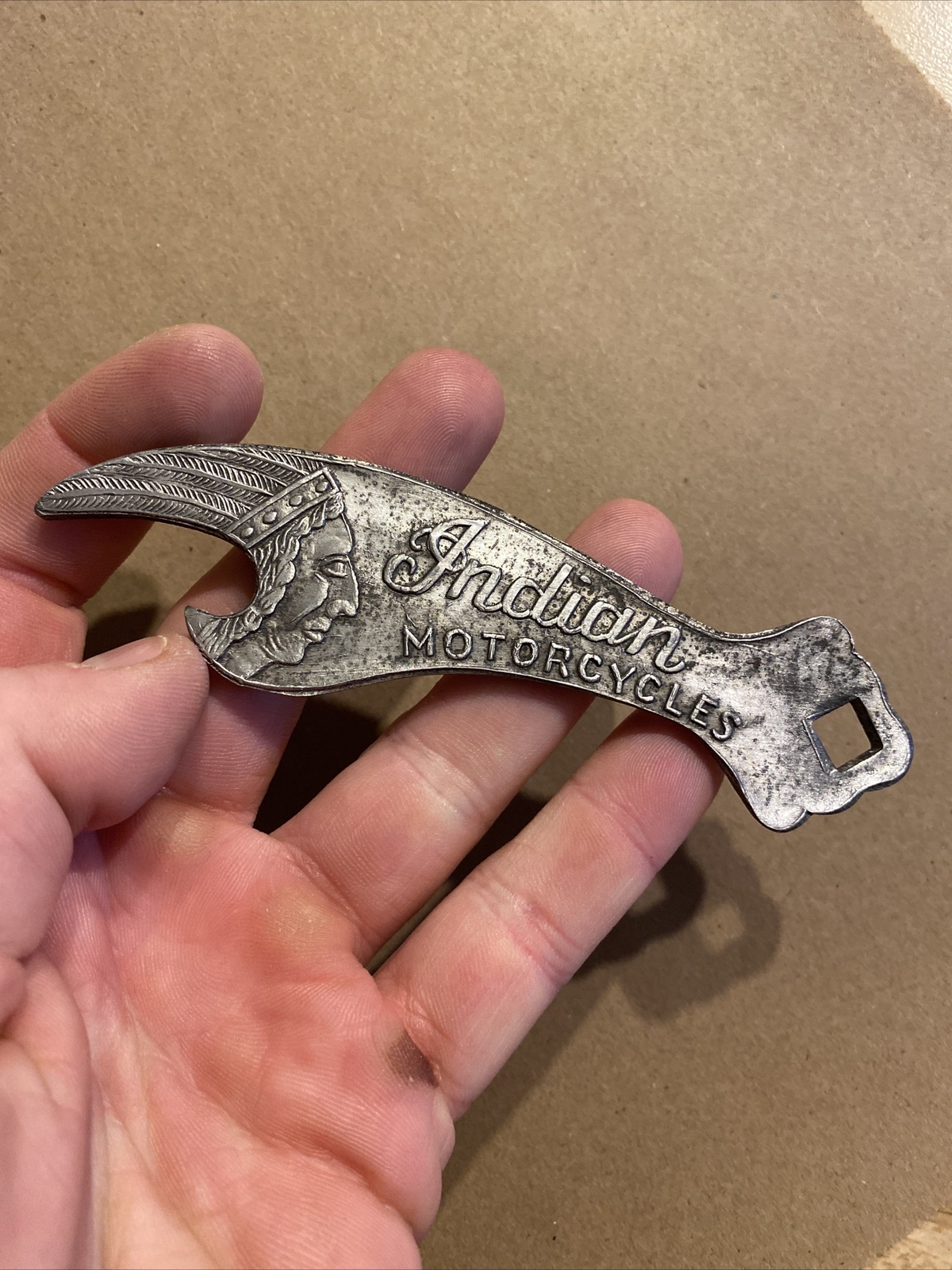 Indian Motorcycles Bottle Opener Collector Patina Aluminum Metal Triumph Fatboy