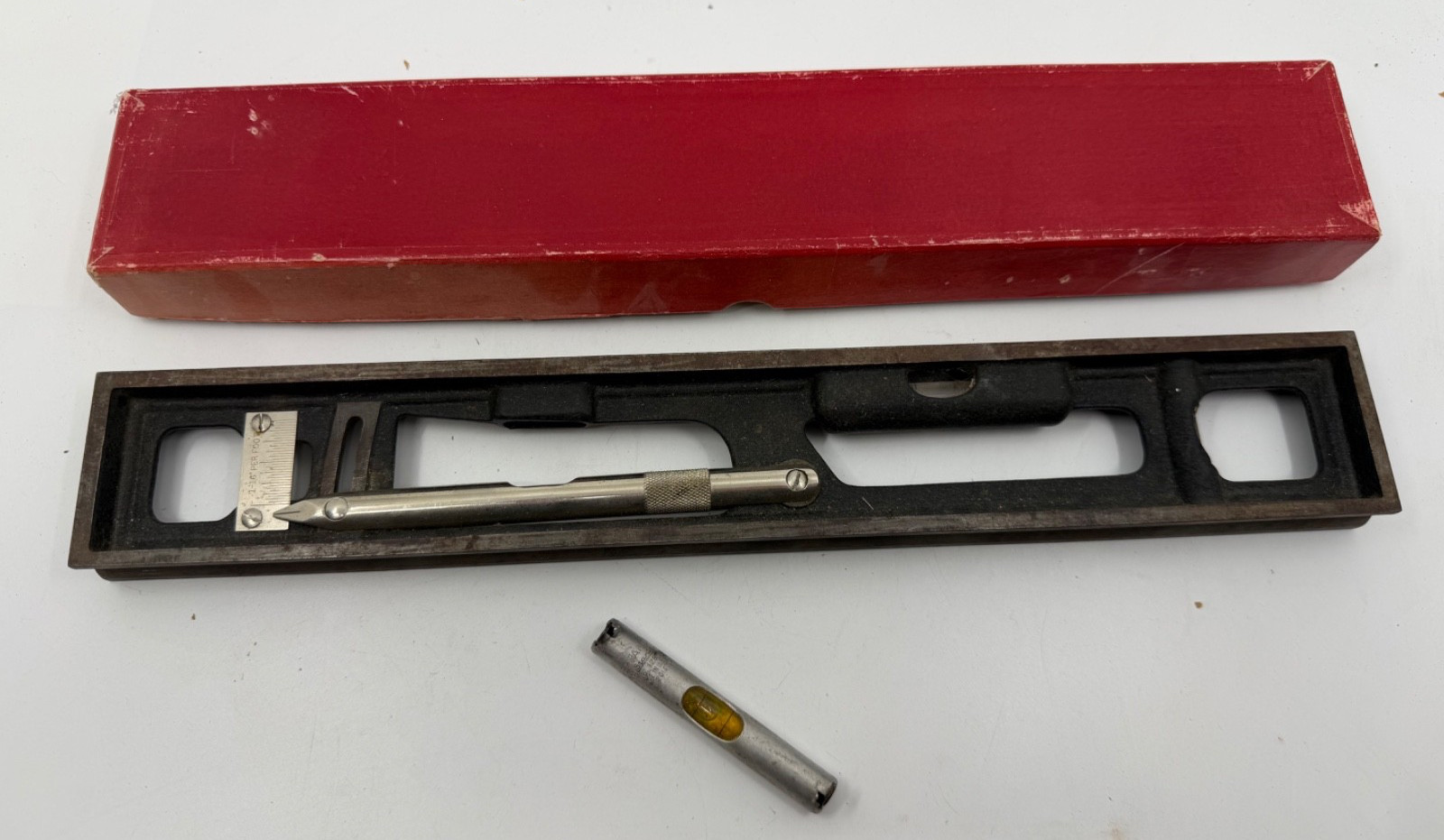 VINTAGE STARRETT 133B 15" LEVEL Plumbers Engineers ORIGINAL Box STEEL Ad Incline