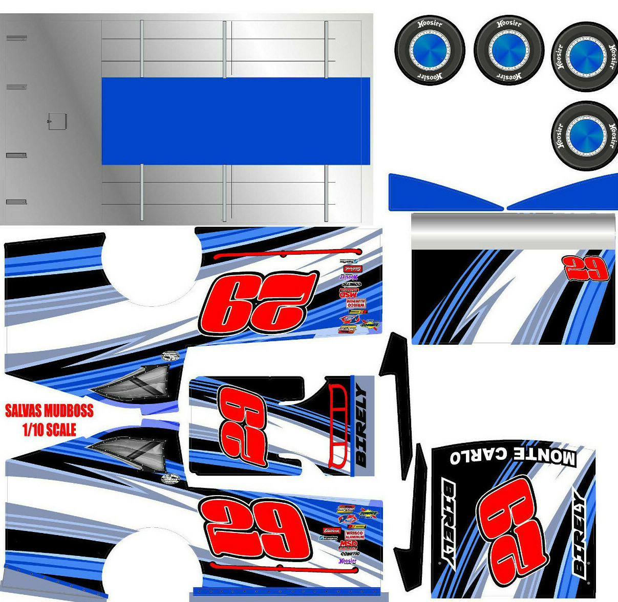 SALVAS MUDBOSS TRAXXAS SLASH SWIPPER BLUE THEME WRAP KIT