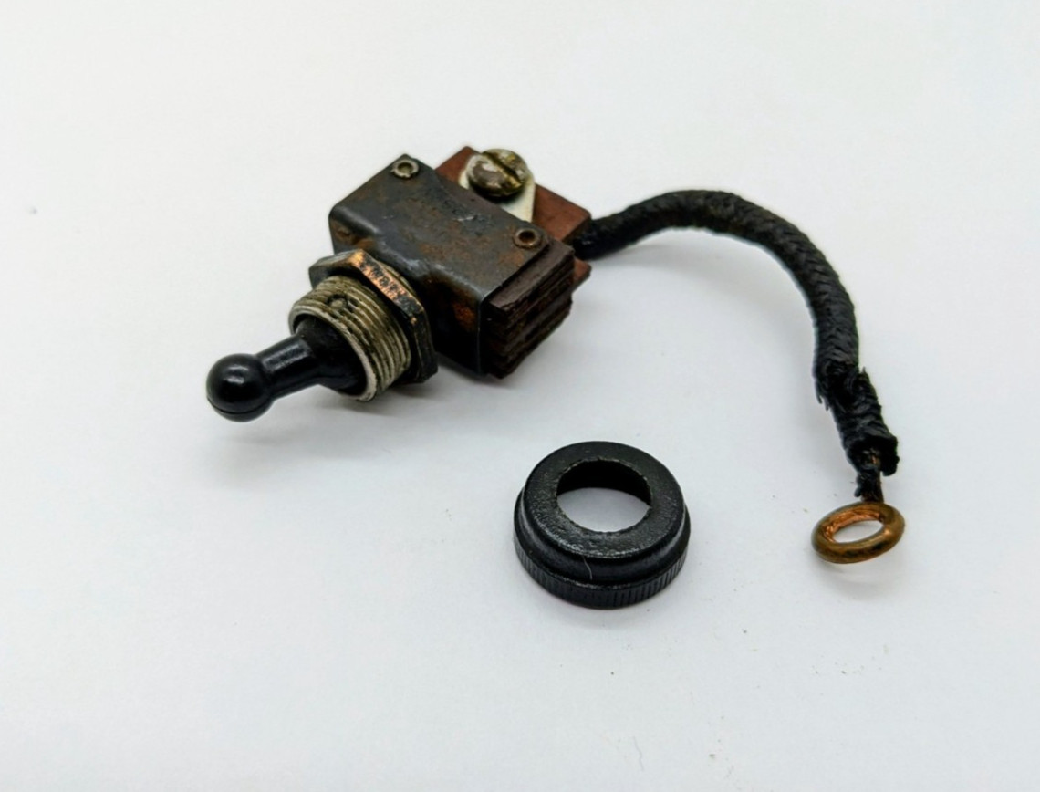 Vintage Original Singer Featherweight Toggle Switch with Nuts and Lead Wire