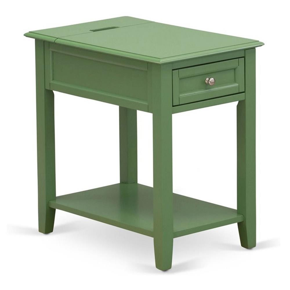 East West Furniture Denison 24" Wood Nightstand with 1 Drawer in Clover Green