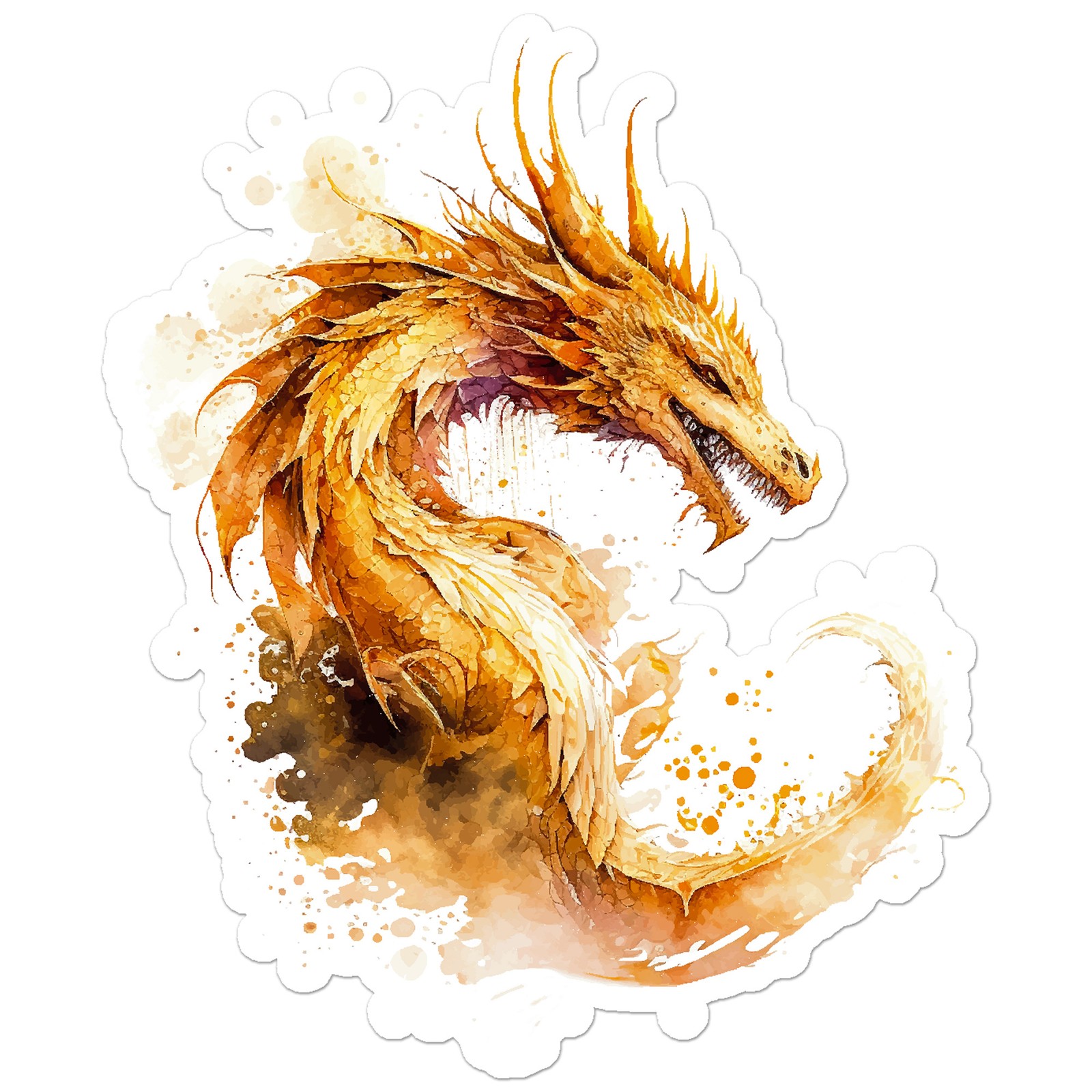 Watercolor Golden Dragon - Vinyl Decal Sticker - Car Window Laptop - ebn9084
