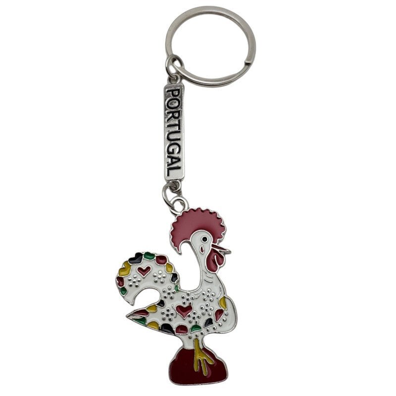 Barcelos Rooster Portugal Metal Keychain Key Ring Travel Tourist Souvenir
