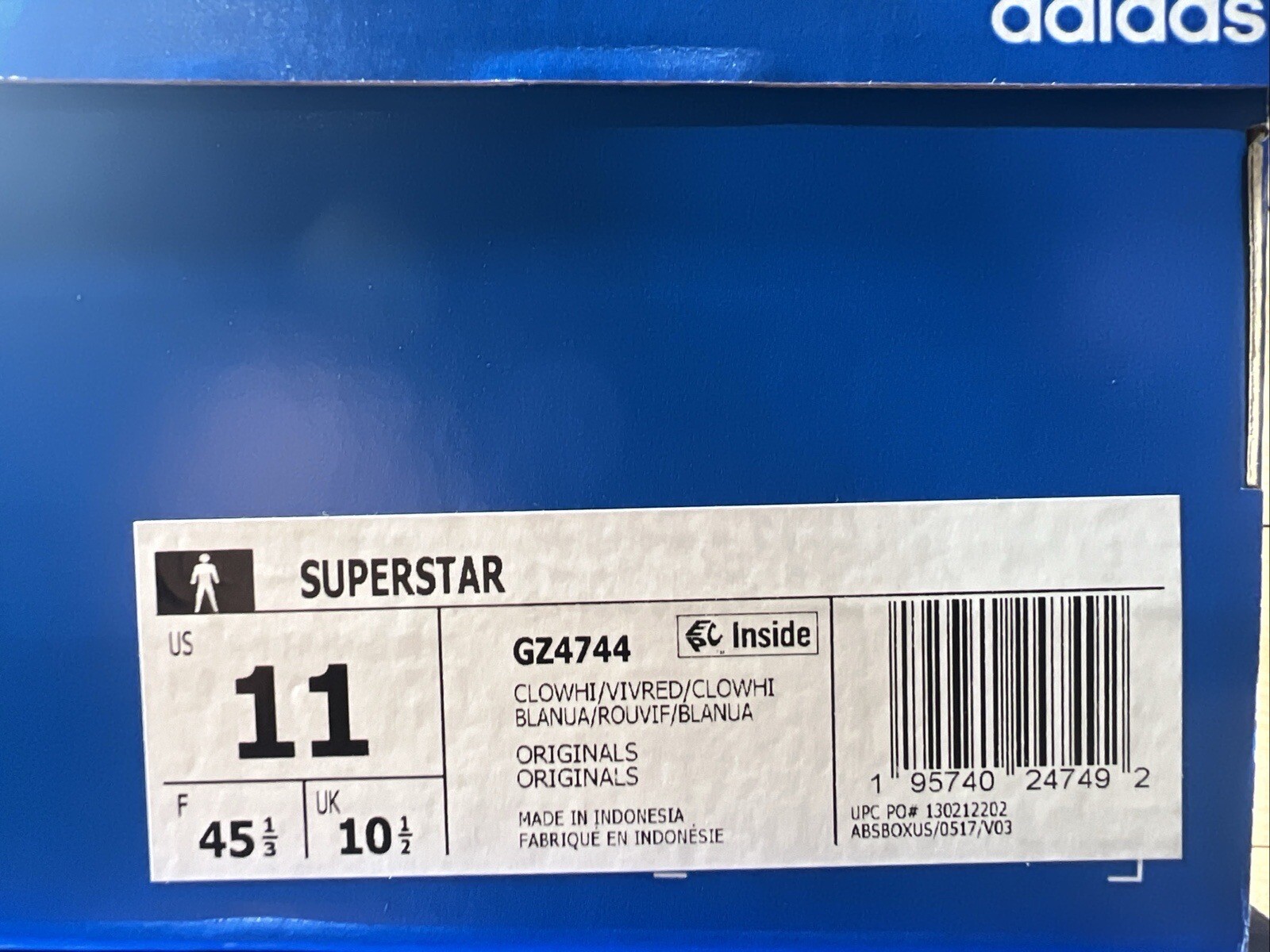 NEW SZS 11-12: Men's Adidas Superstar Low Shell Toe Leather Shoe White/Vivid-Red