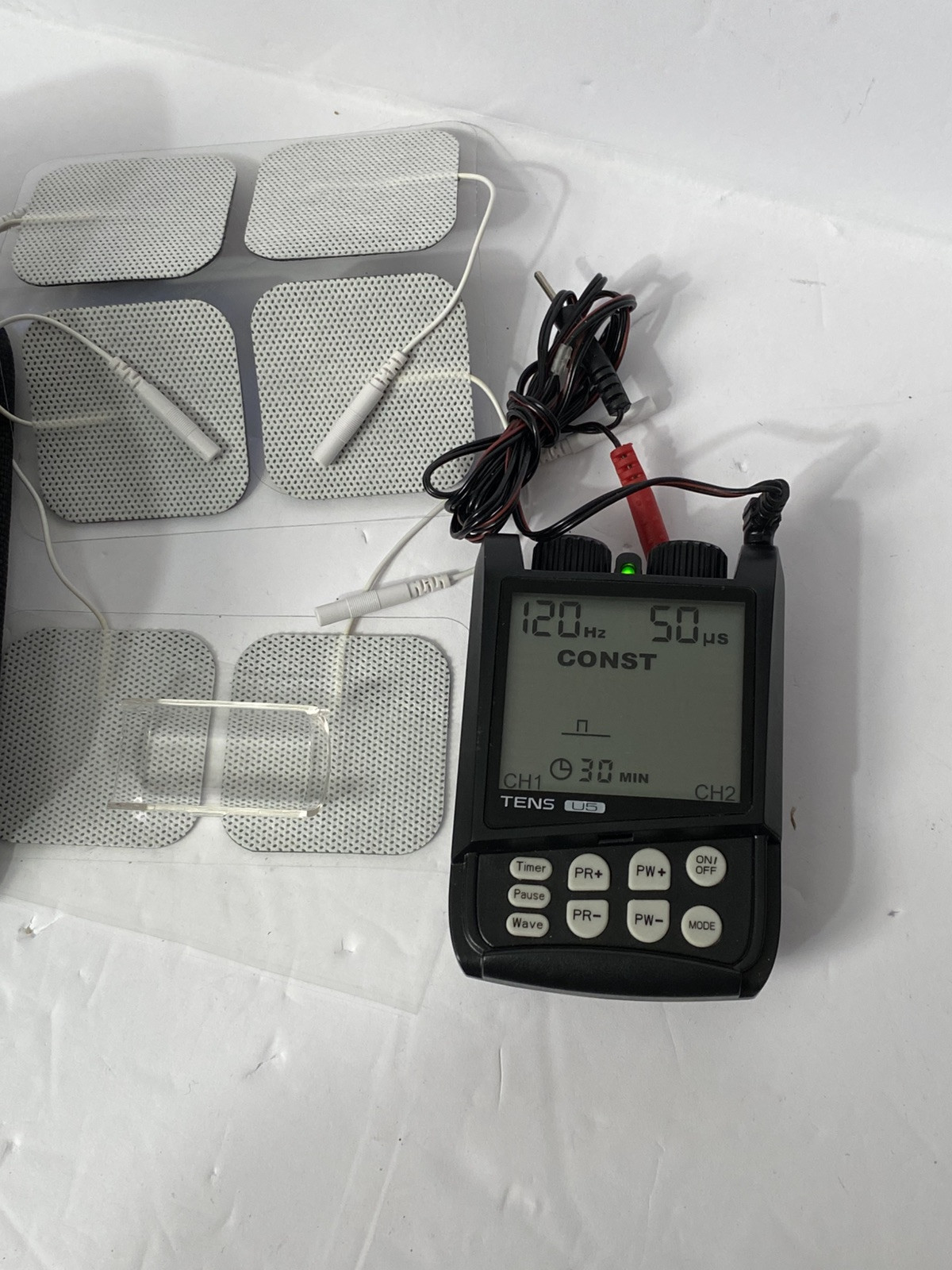 Ultima5 TENS Unit "Electrotherapy" w. Original Case & Pads Missing Button Cover