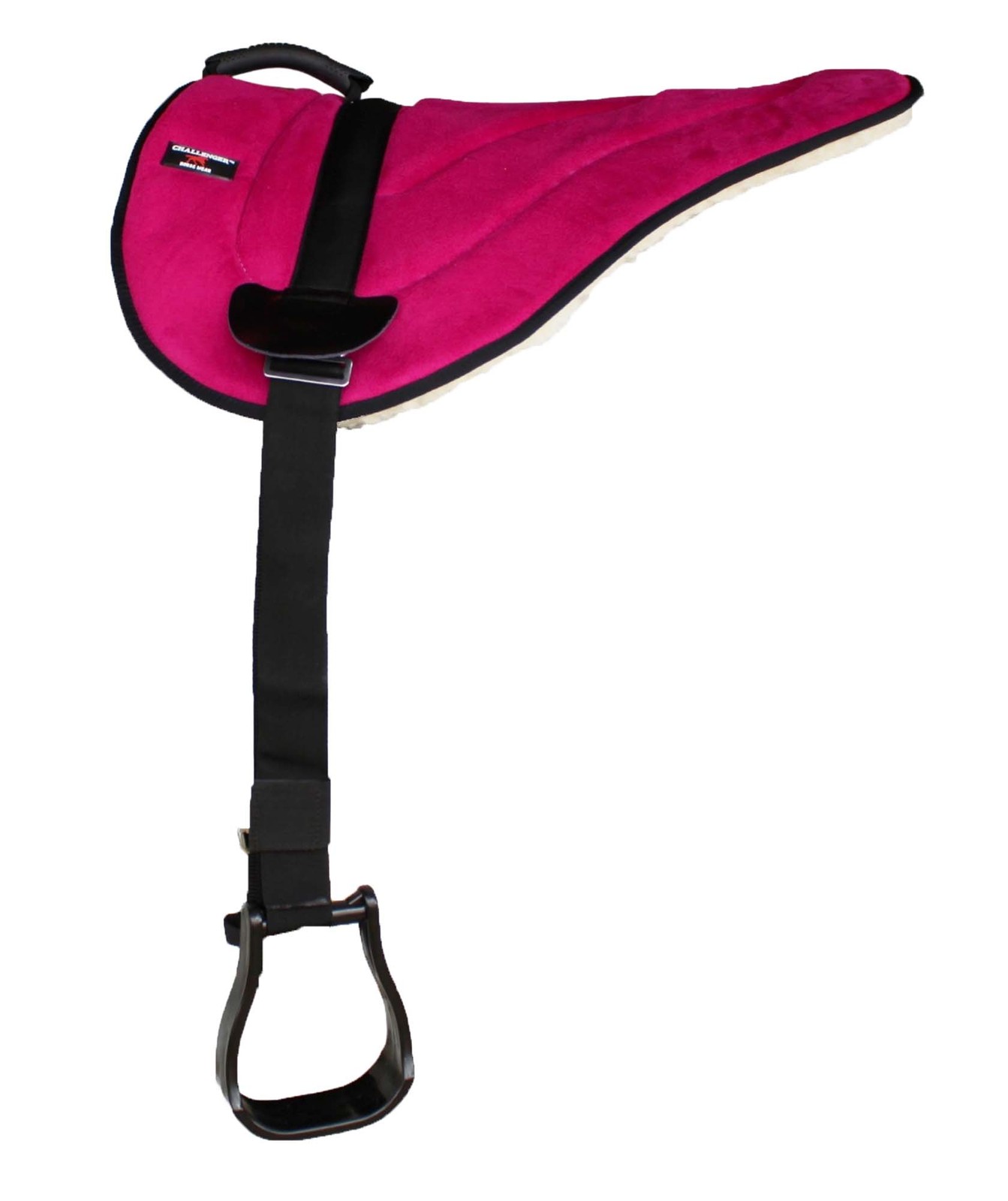 Challenger Western Lightweight Bareback Saddle Pad with Fleece Bottom, Stirrups