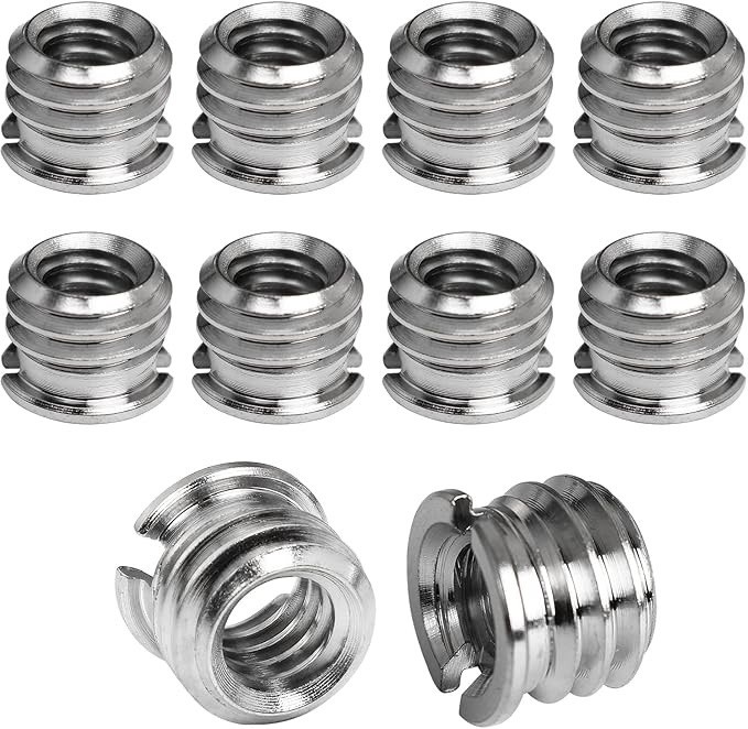 Convert Screw Adapters 3/8"-16 to 1/4"-20 Brass for Tripod Monopod 10 Pack Set