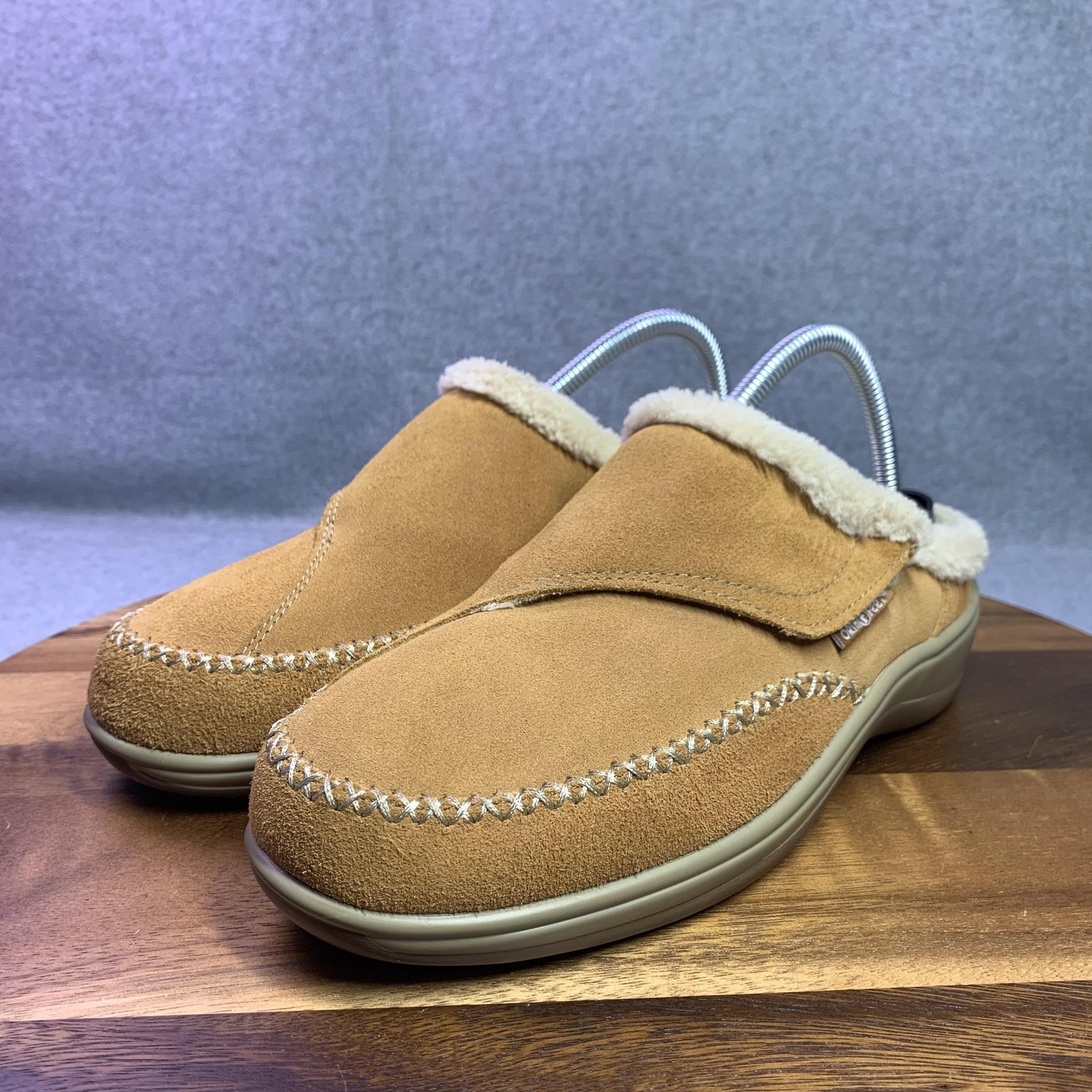 Orthofeet Shoes Womens Size 8 Brown Suede Fleece Lined Mule Slippers ST31