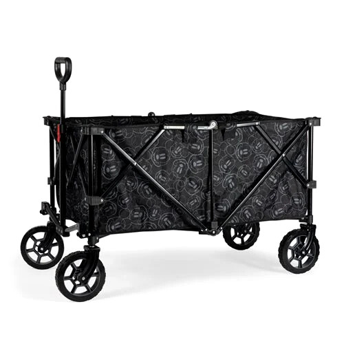 Disney Mickey Mouse Face Allover Pull-Along Big XL Black Wagon New