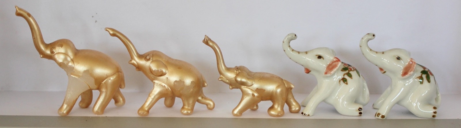 Vintage 5 elephants  Miniature Figurine Made in Japan Bone China Porcelain