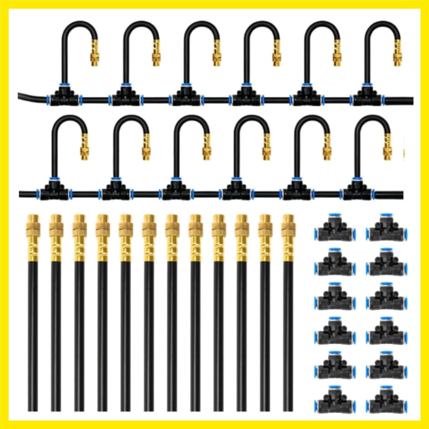 1/4" Drip Irrigation System, Adjustable Copper Nozzles 7.8ft Rod Length, 12pc...
