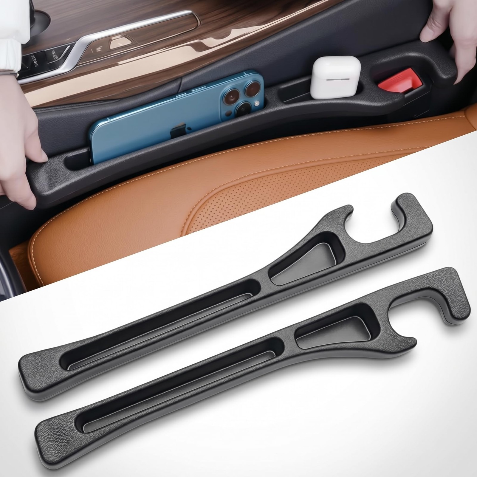 Cprnru 2 Pack Car Seat Gap Organizer, Seat Gap Filler Plug for Cars, SUVs & T...