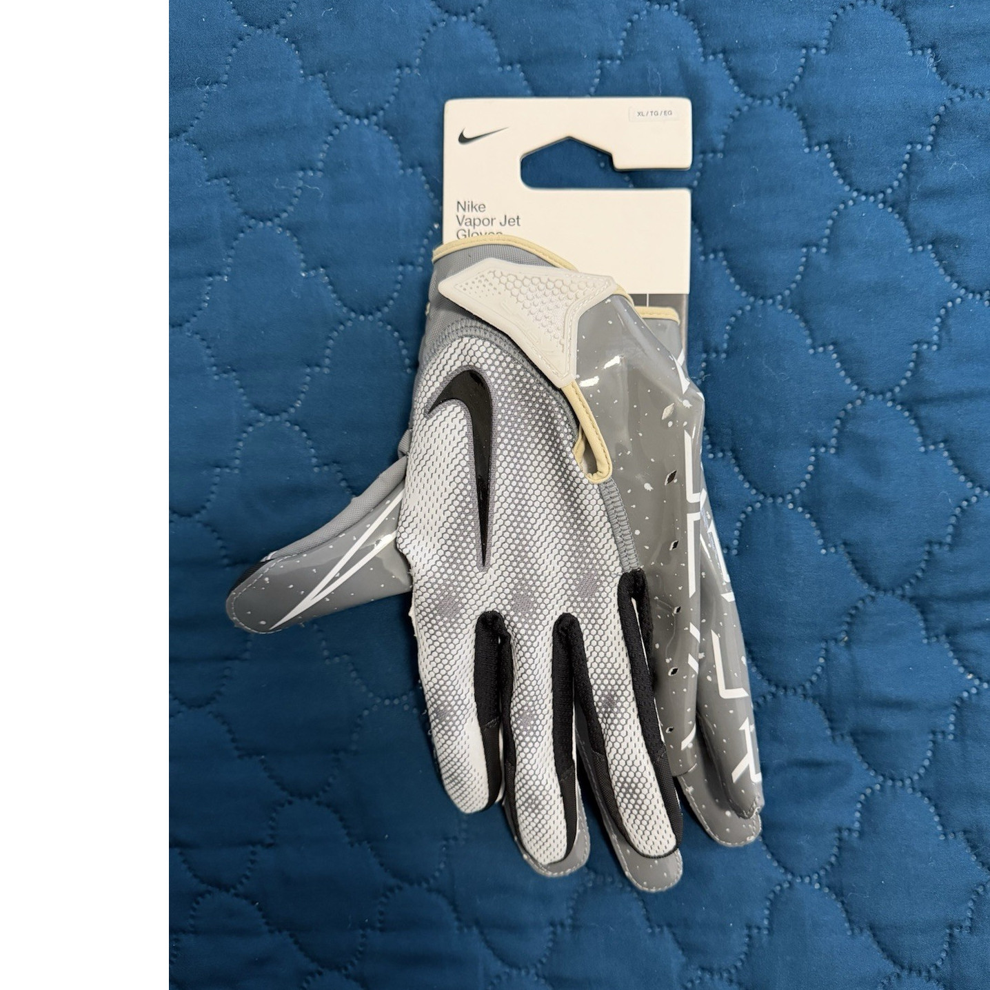 Nike Vapor Jet Football Gloves XL Gray/White/Black Full Finger Breathable FJ8072