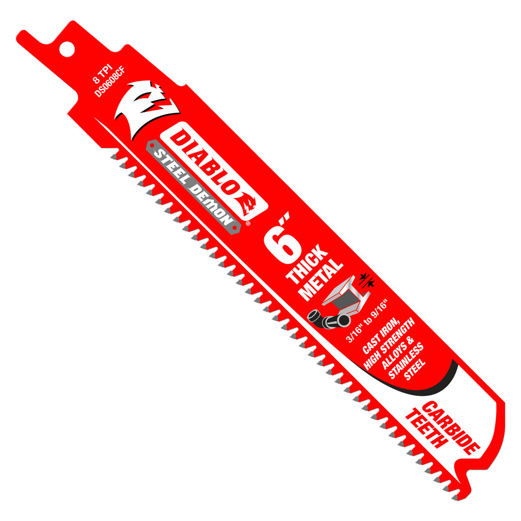 6 in. Steel Demon Carbide Recip Blades Thick Metal 3/16 in., 9/16 in. Cutting