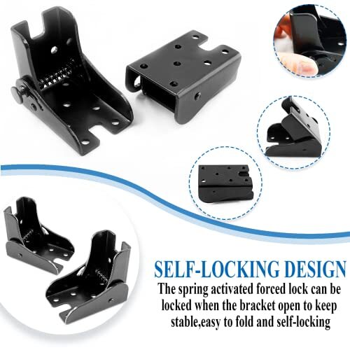 2 Pack Folding Table Leg Brackets Black Foldable Self-Locking Hinge