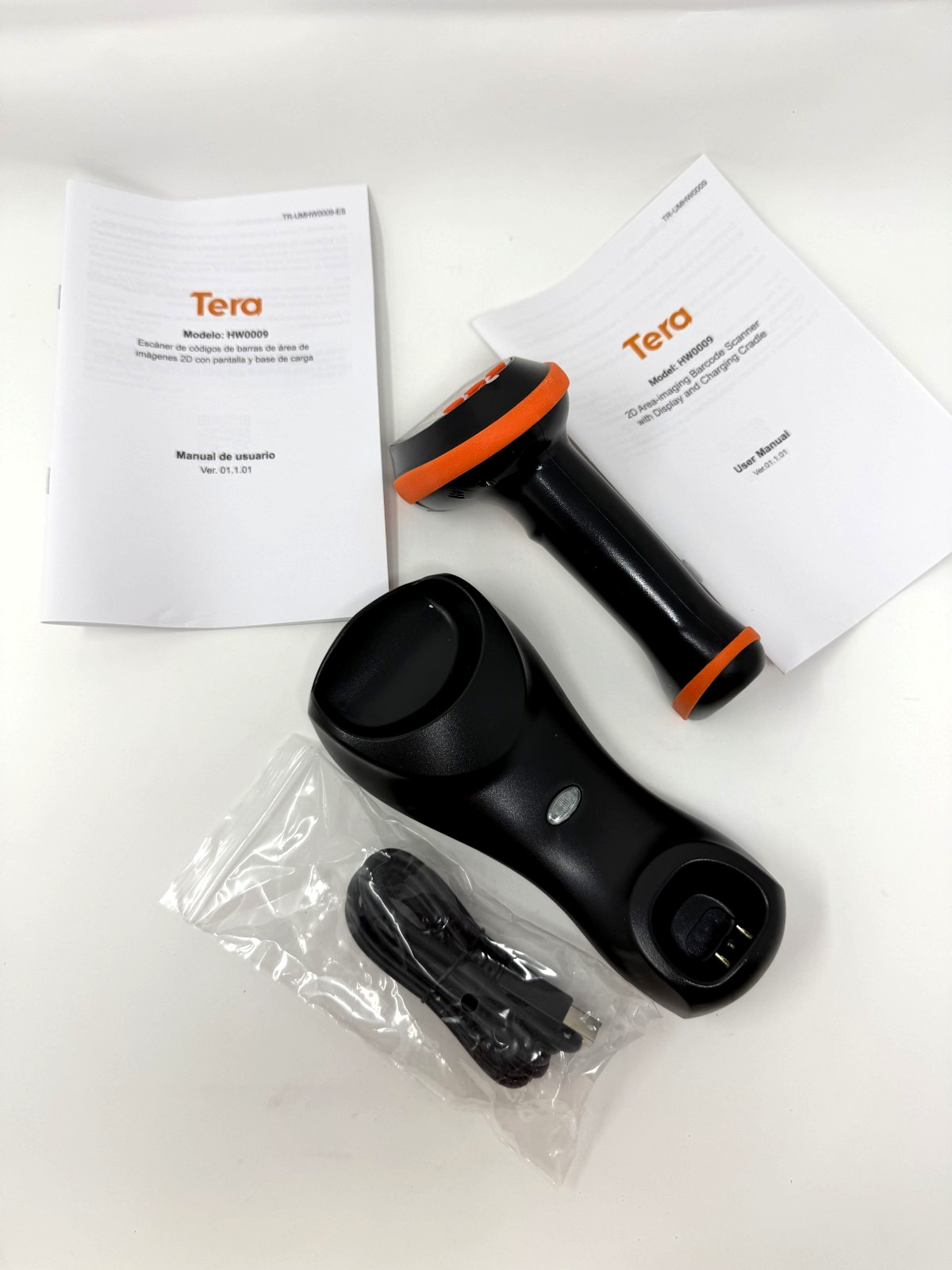 Tera Barcode Scanner Wireless with Screen Pro Version 1D 2D QR HW0009 Orange NEW