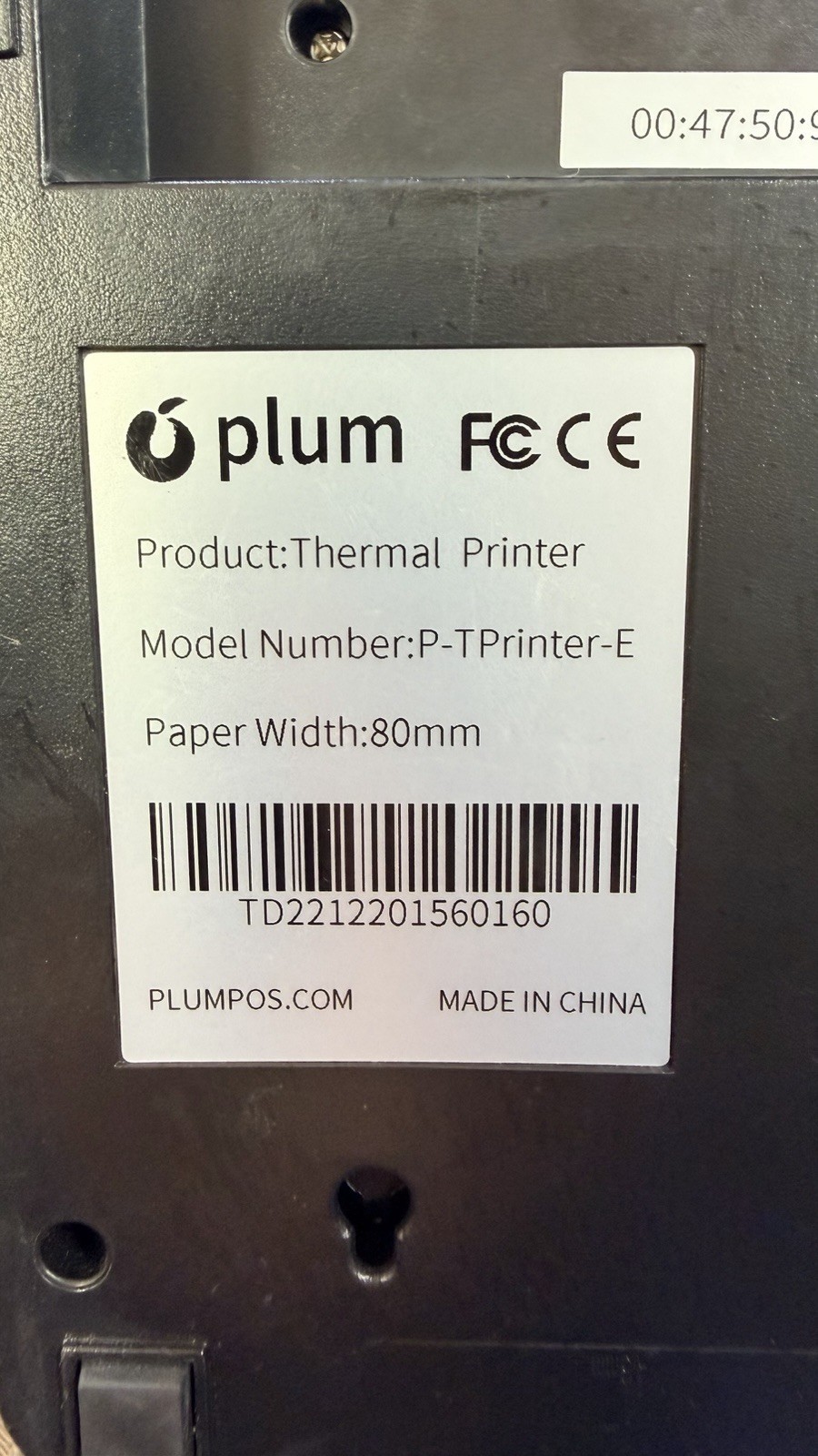 Plum P-TPrinter-E 80mm Thermal Receipt POS Printer Ethernet USB Tested