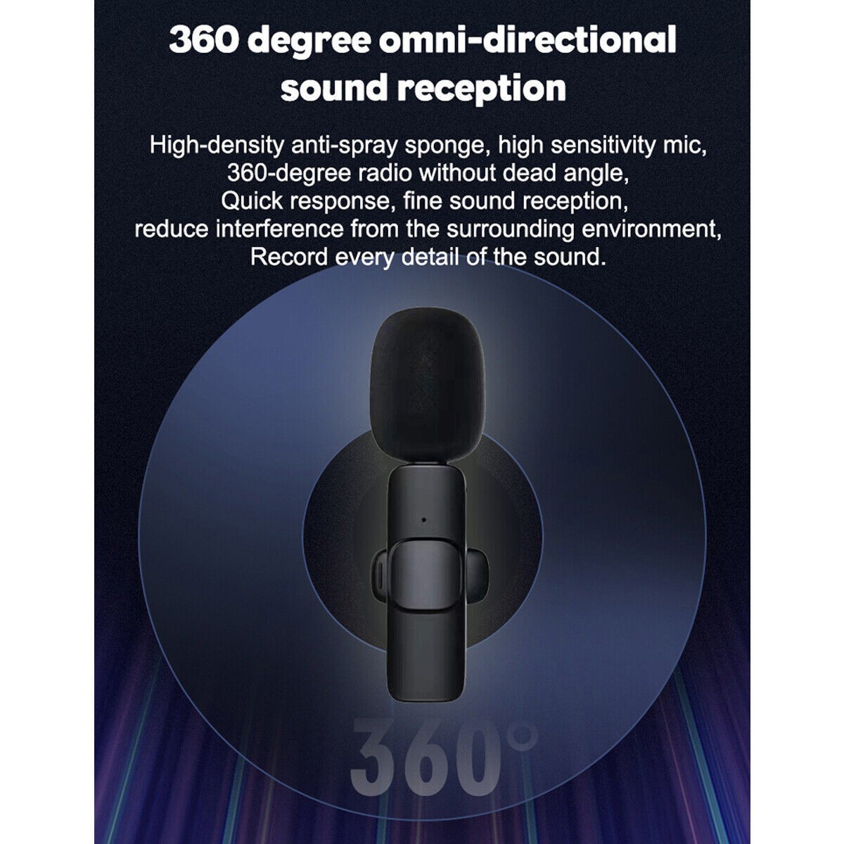 Wireless Lavalier Microphone Mic Audio Video Recording For Android iPhone 16,17