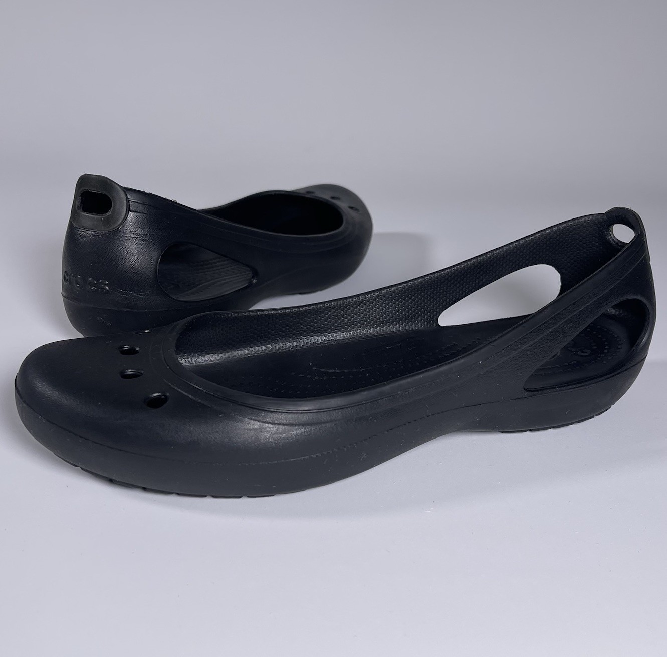 Crocs Womens Size11 Black Kadee Flats Ballet Slip On Flat Shoes Sandals Beach
